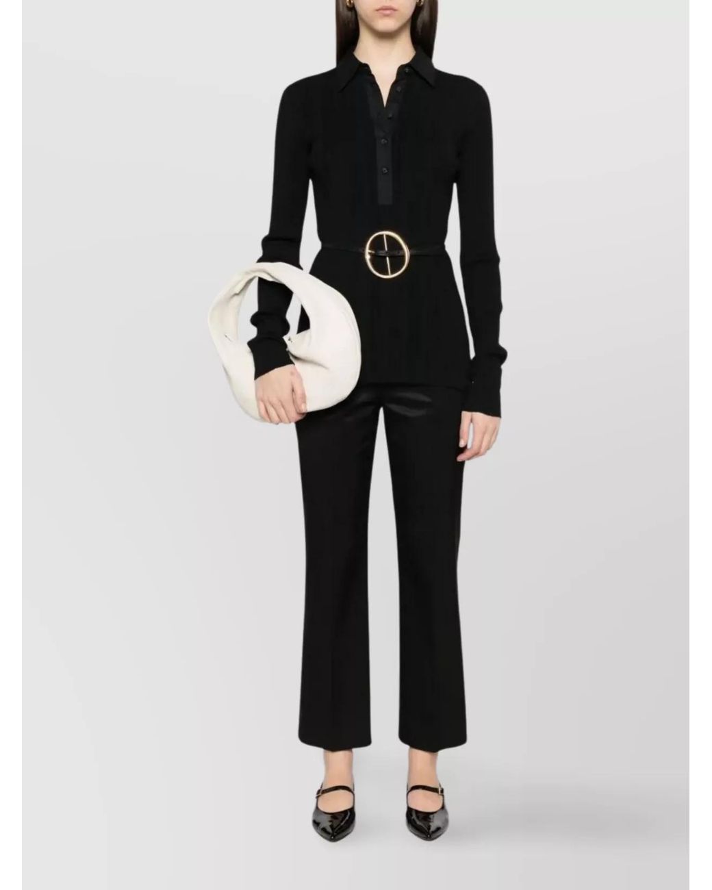 Totême  Black Cropped Straight-Leg Trousers