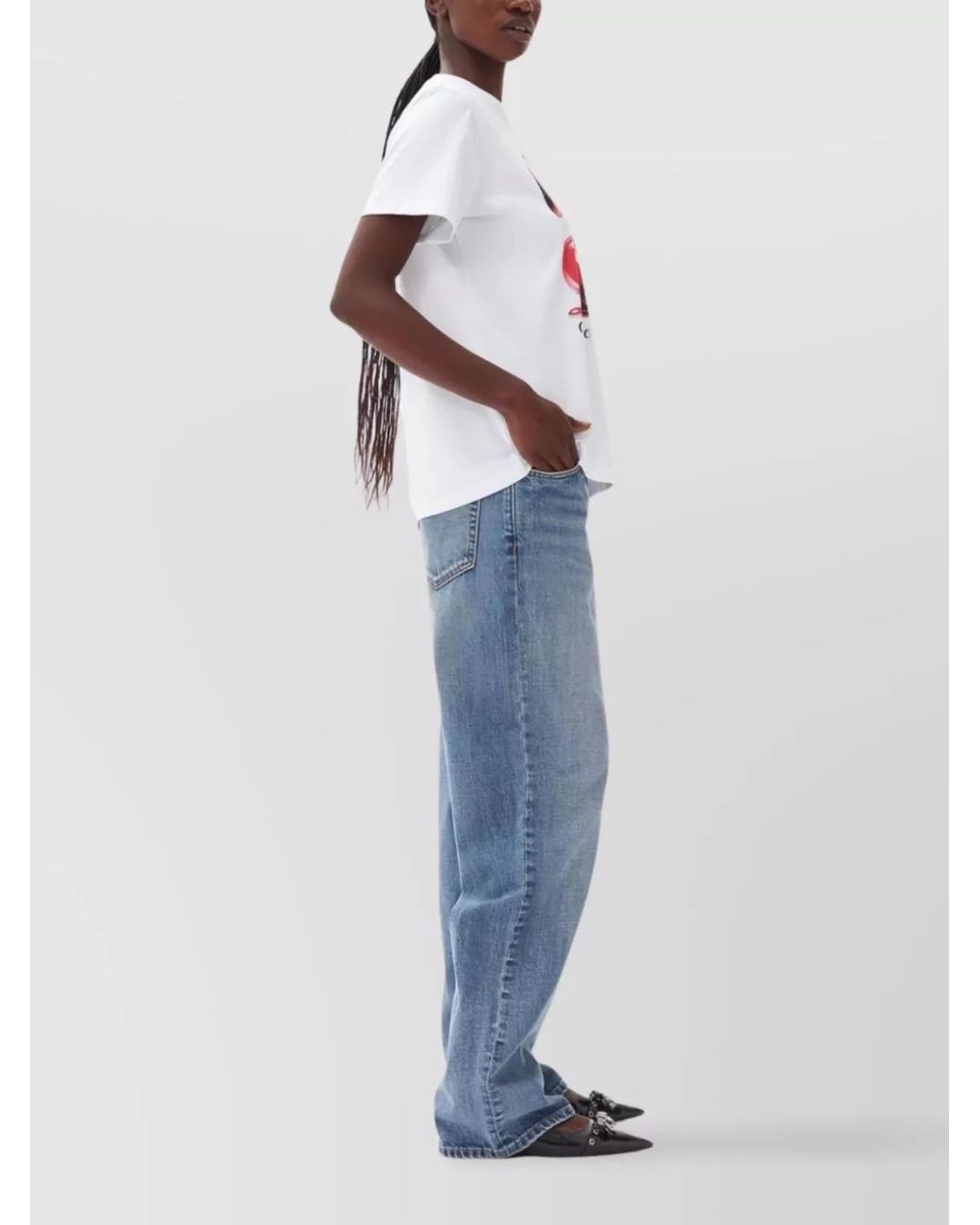 Ganni White Organic Cotton Printed T-Shirt