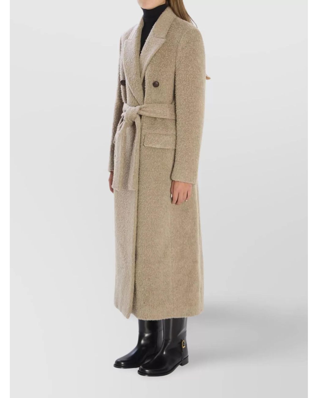 Golden Goose Deluxe Brand Natural Double-Breasted Belted Coat