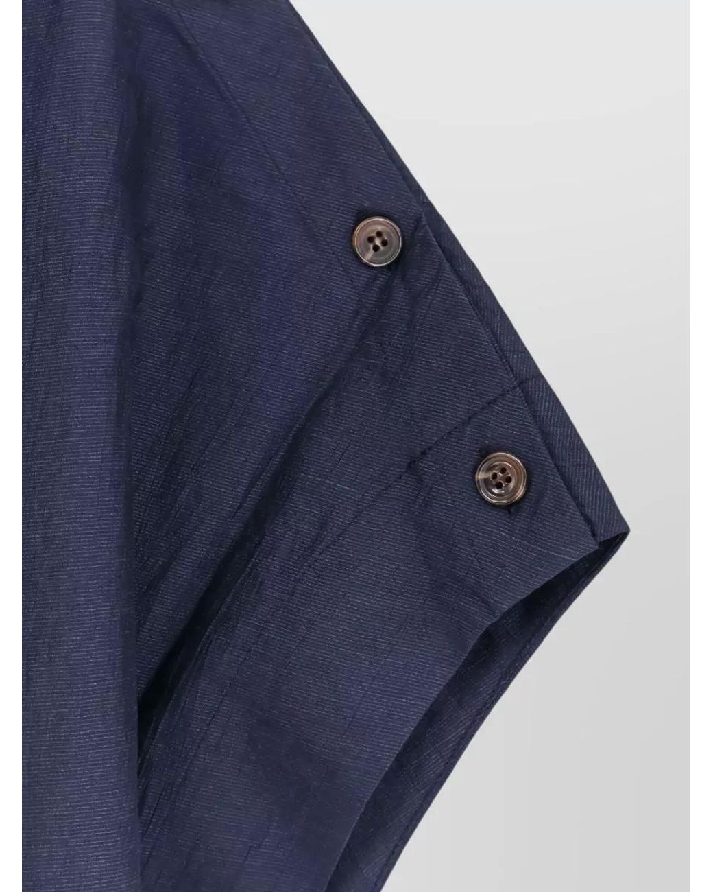 Soeur Blue Linen Blend Asymmetric Boat Neck Short Sleeve Blouse