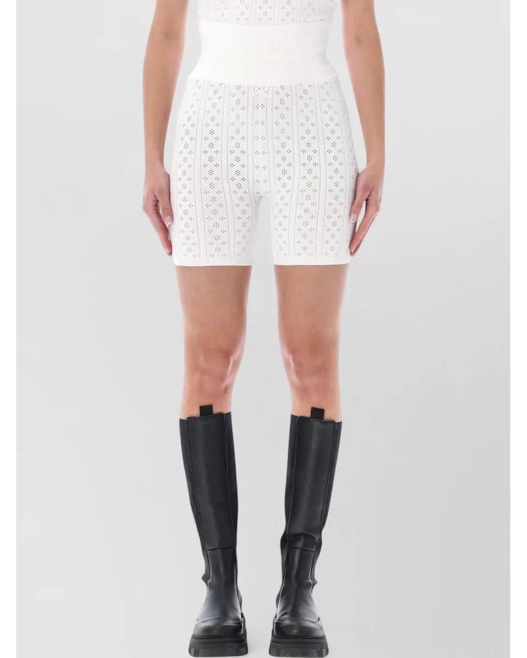 J.W. Anderson White Pointelle Knit Fitted Cycling Shorts