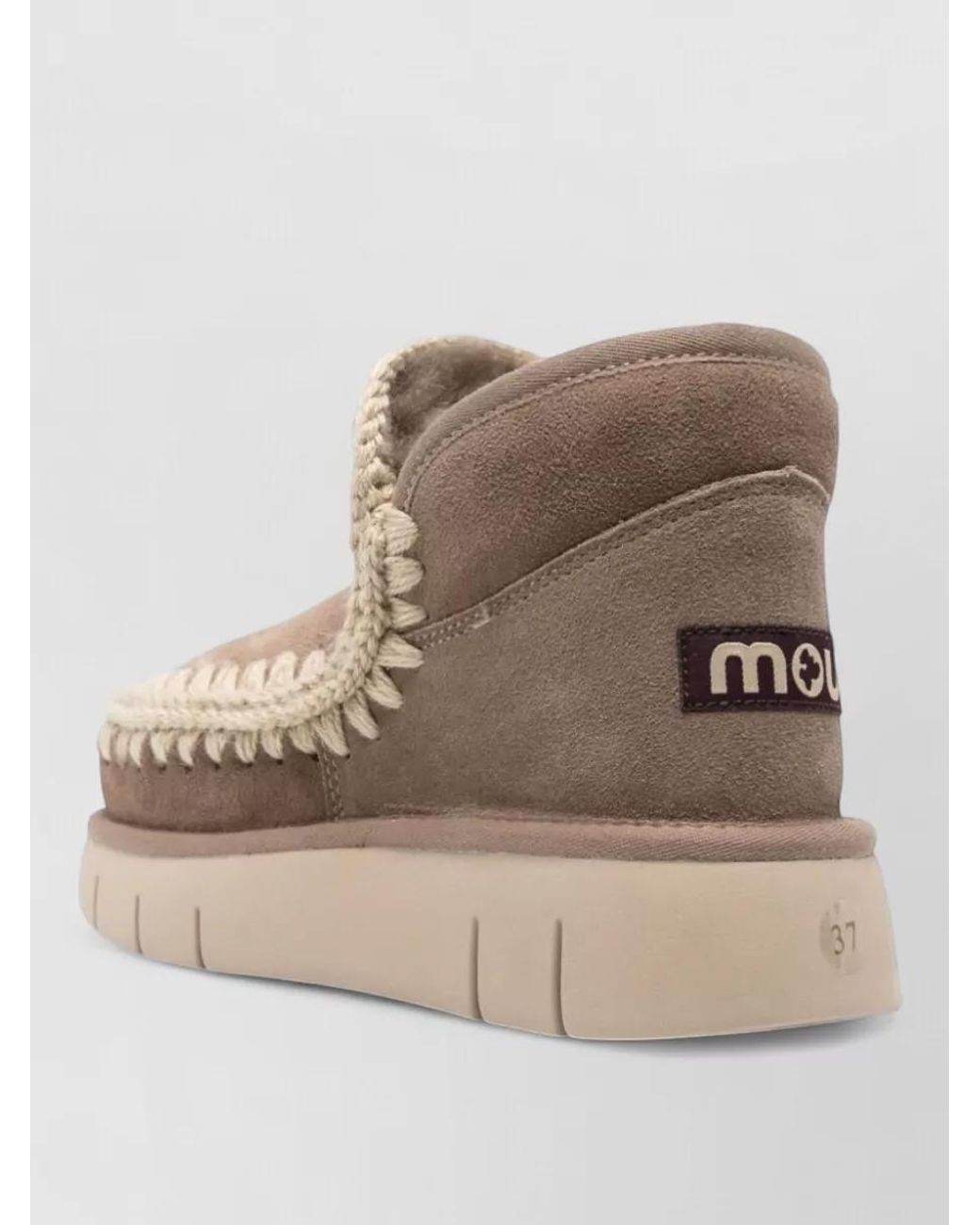 Mou Natural Shearling Lined Platform Ankle Slippers