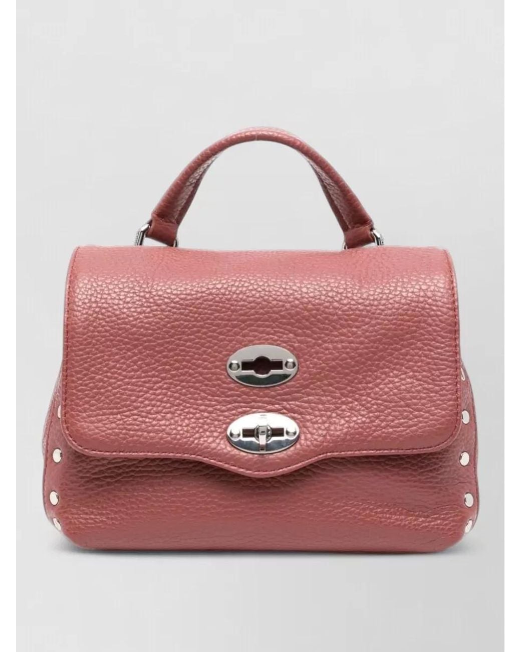 Zanellato Pink Leather Stud-Embellished Shoulder Bag