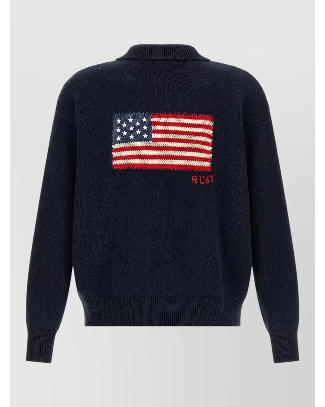 Polo Ralph Lauren Blue Cotton Long-Sleeve Polo Sweater for men