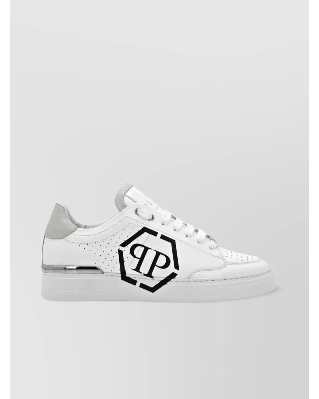 Philipp Plein Metallic Leather Logo-Print Low-Top Sneakers for men