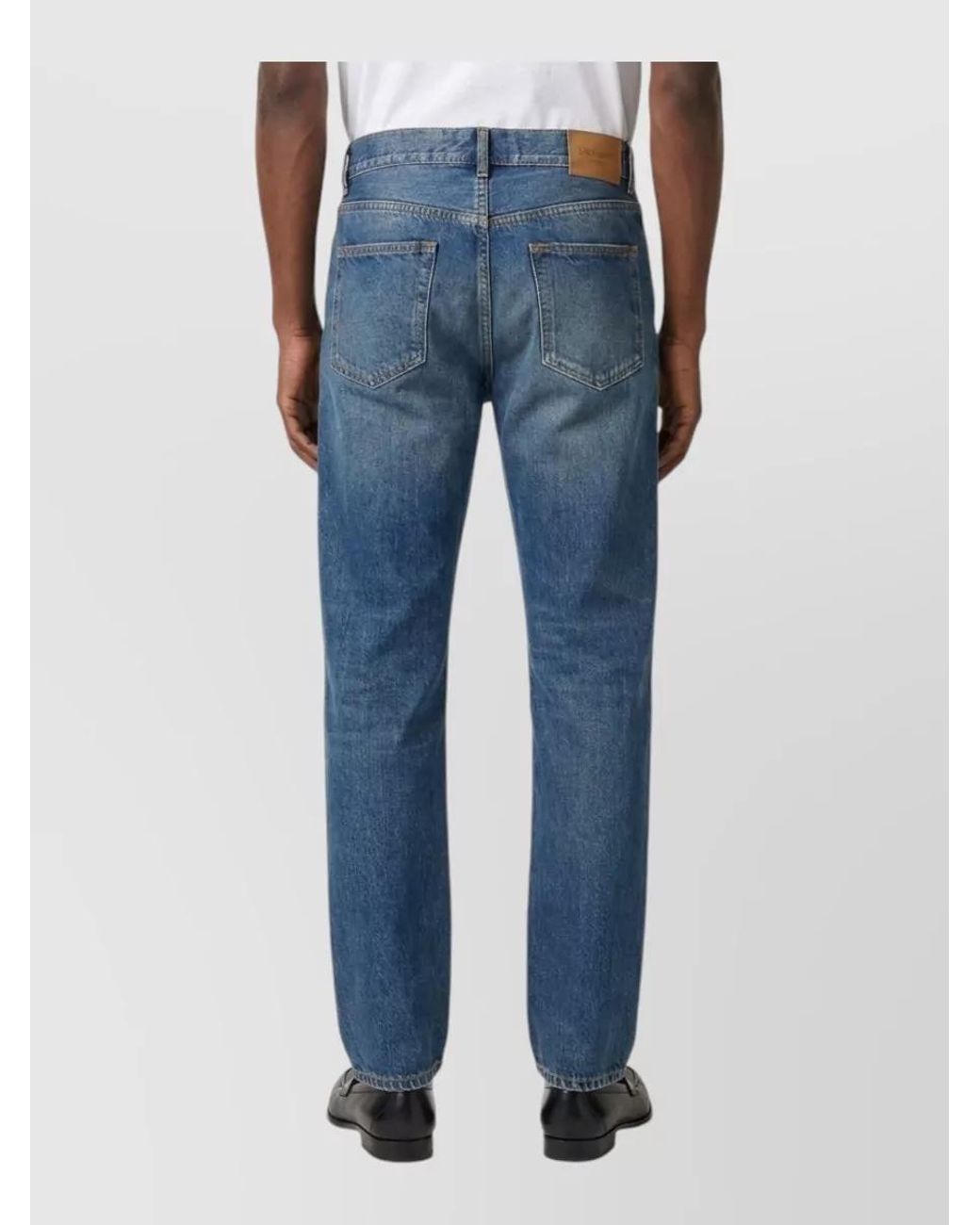 Saint Laurent Blue Denim Mid-Rise Wide-Leg Jeans for men