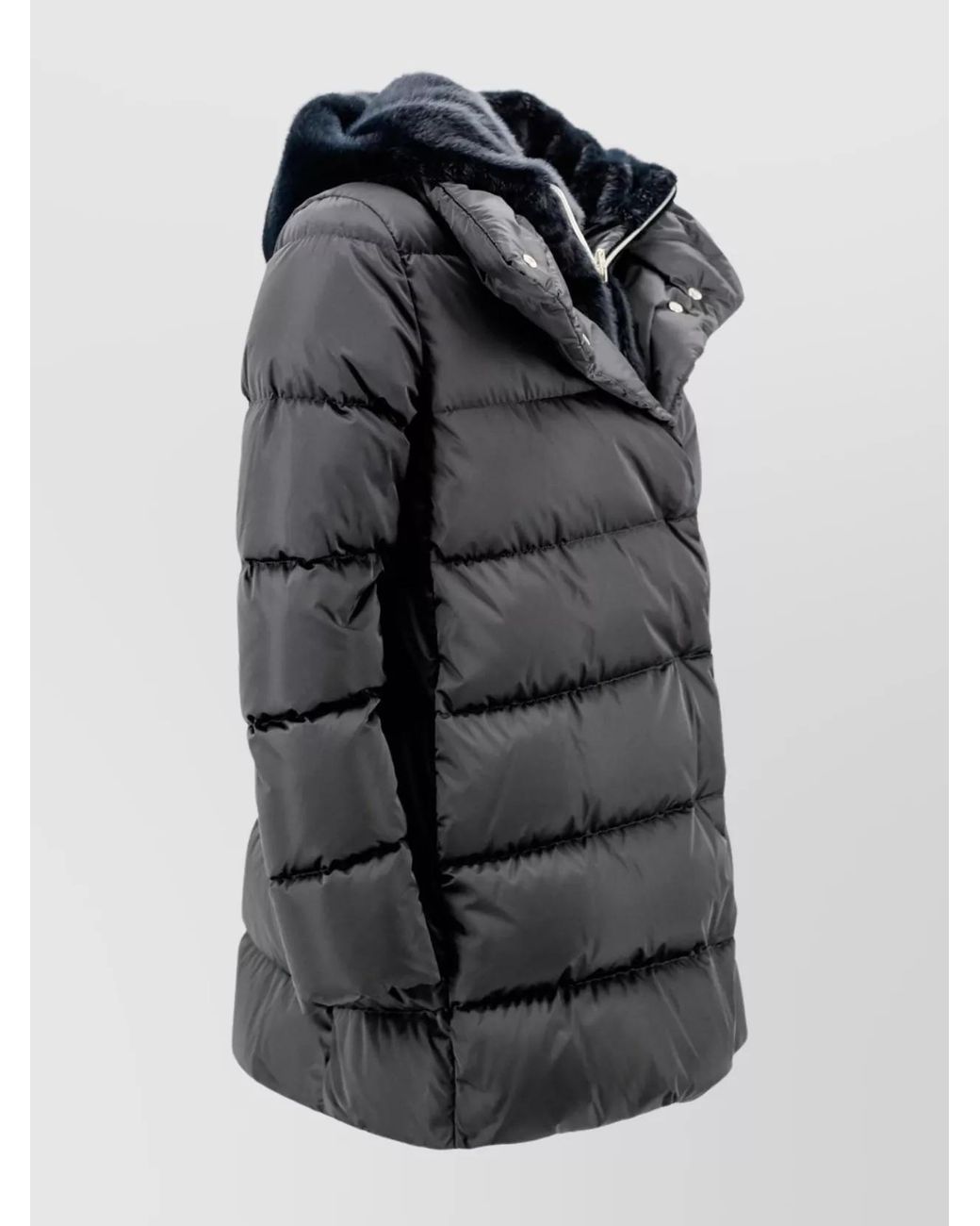 Herno Black Layered Long Down Jacket