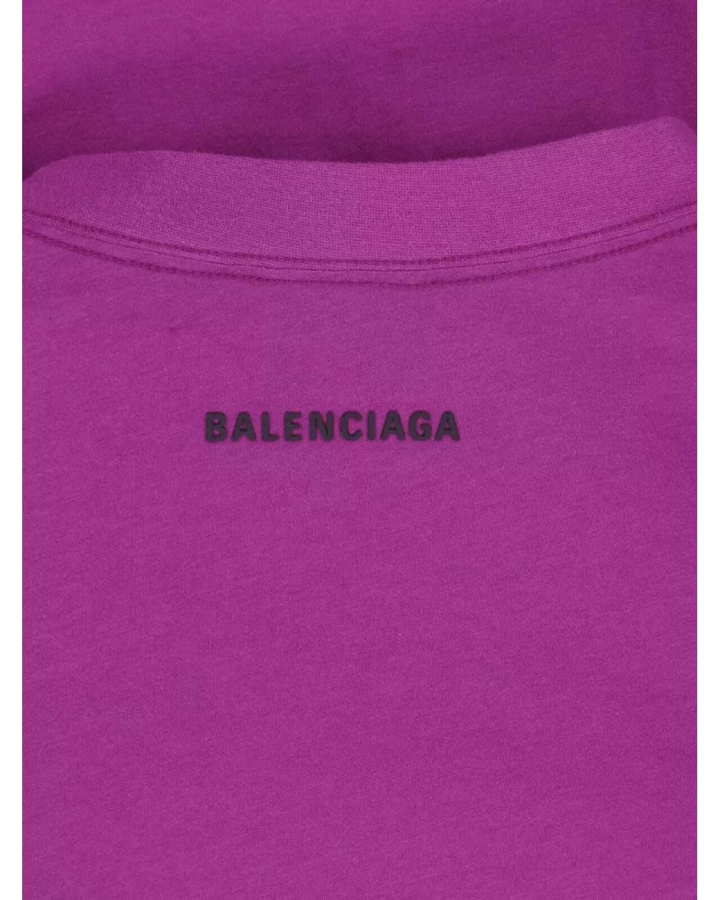 Balenciaga Purple Fine-Jersey Asymmetric Knotted Long-Sleeve T-Shirt