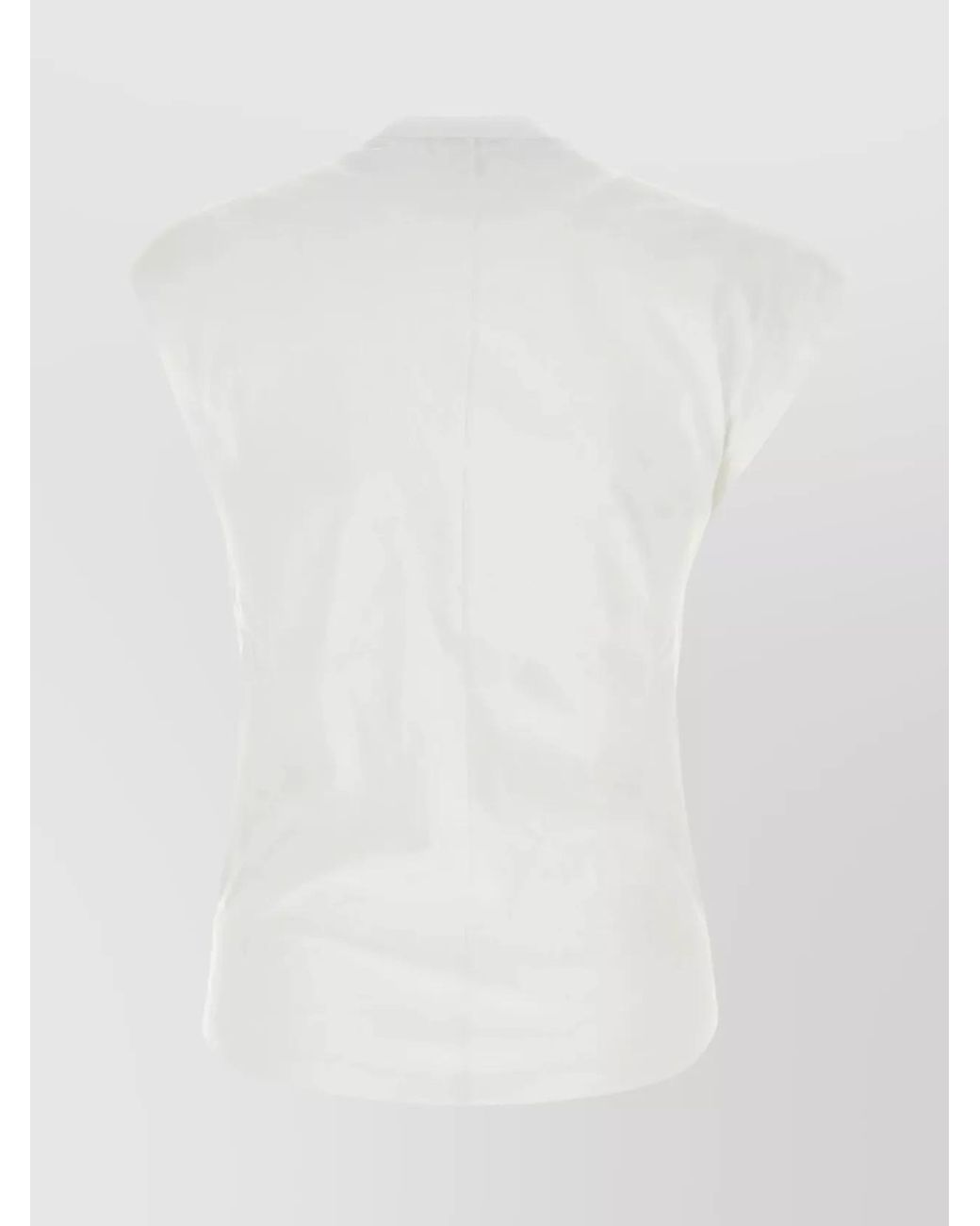 Isabel Marant White Organic Cotton Ribbed Crew-Neck Knot-Detail Asymmetric Sleeveless Top
