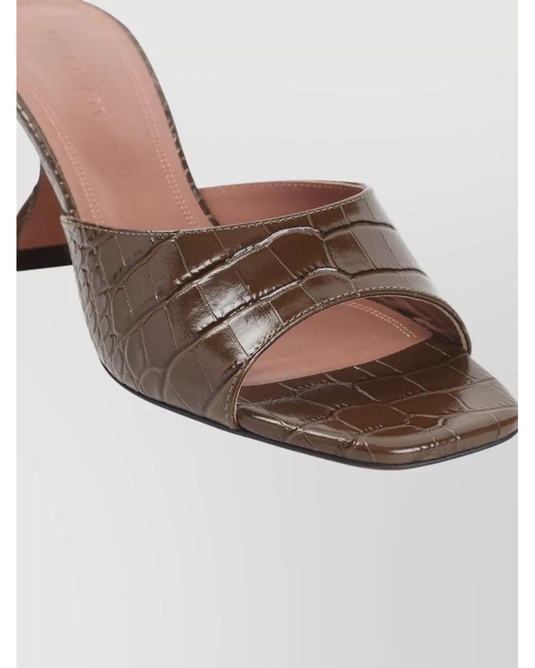 AMINA MUADDI Pink Leather Crocodile-Effect Lupita 70 Mules
