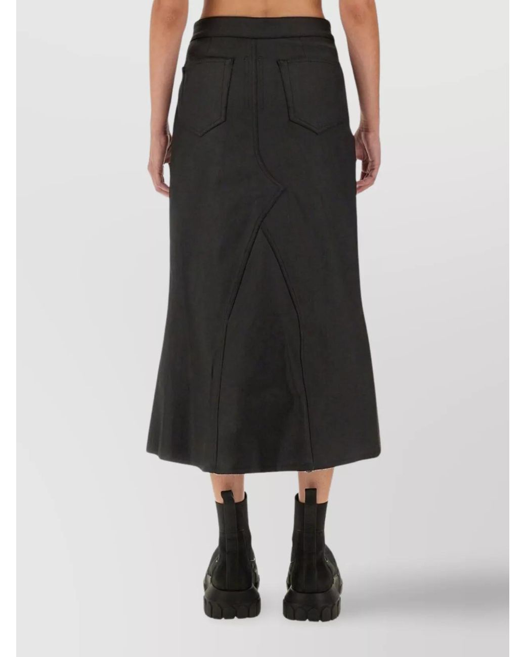 Rick Owens Black Denim Straight Skirt