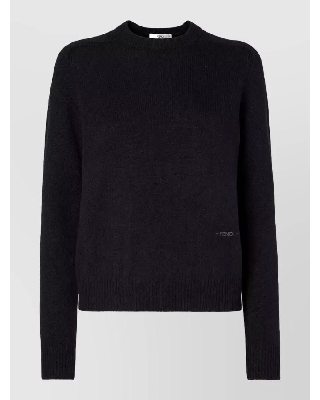 Fendi Blue Cashmere Ribbed Long-Sleeve Sweater
