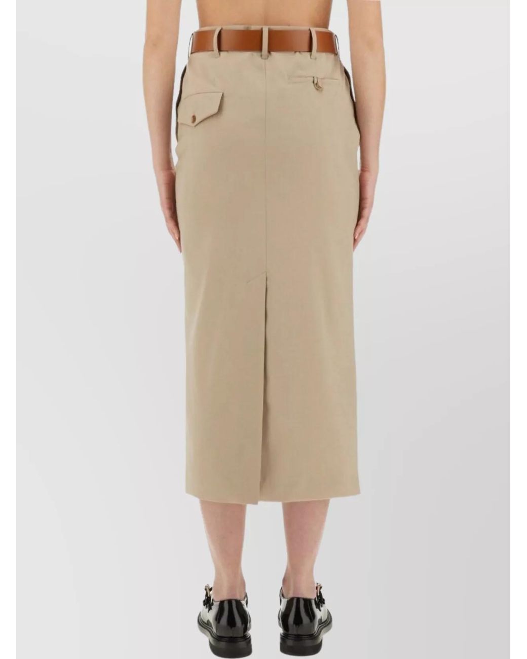 Moschino White Virgin Wool High-Rise Long Skirt
