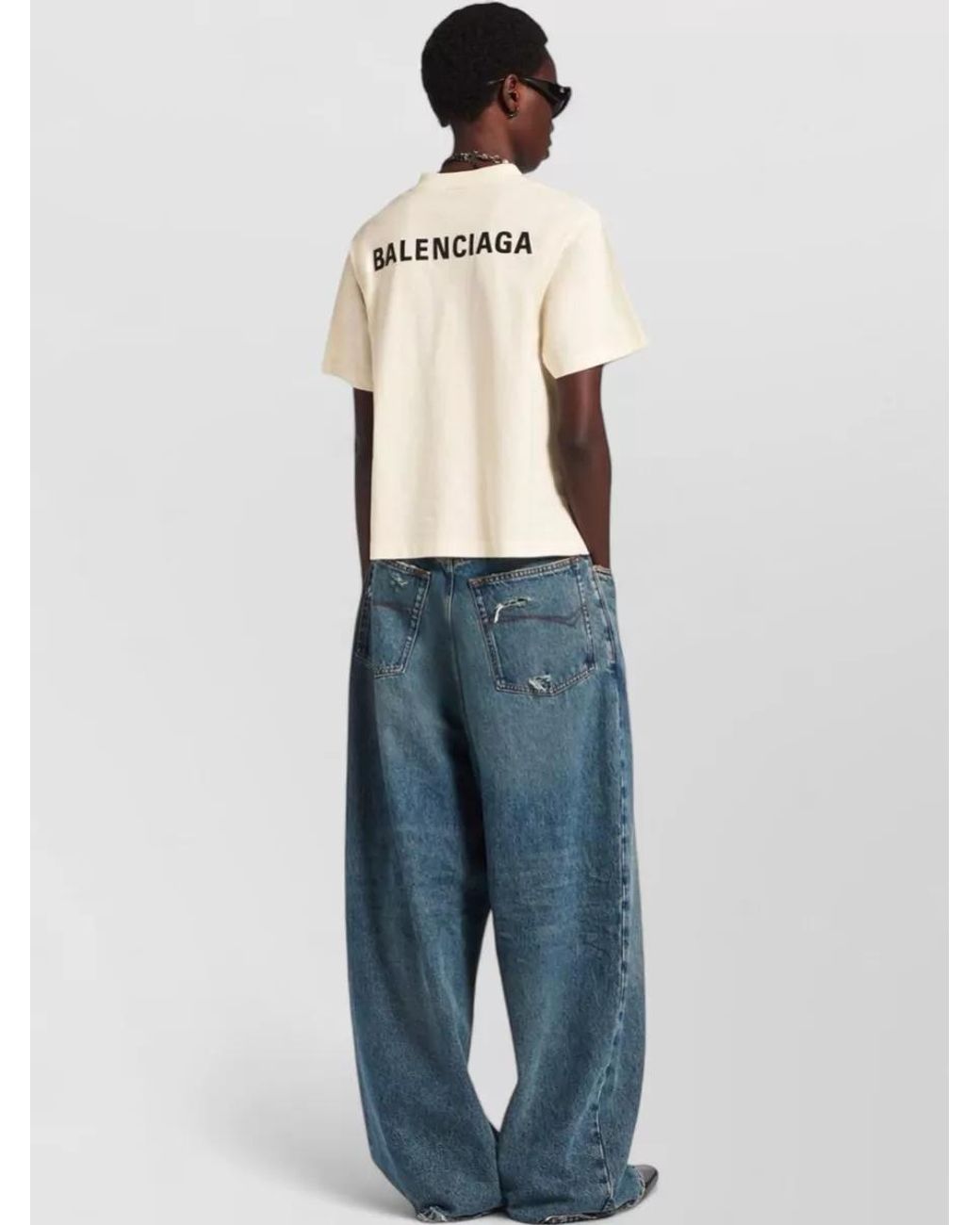 Balenciaga Natural Cotton Logo-Embroidered Short-Sleeve T-Shirt