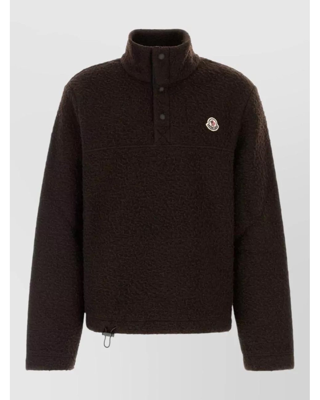 Moncler Black Stand Collar Button-Up Jacket for men