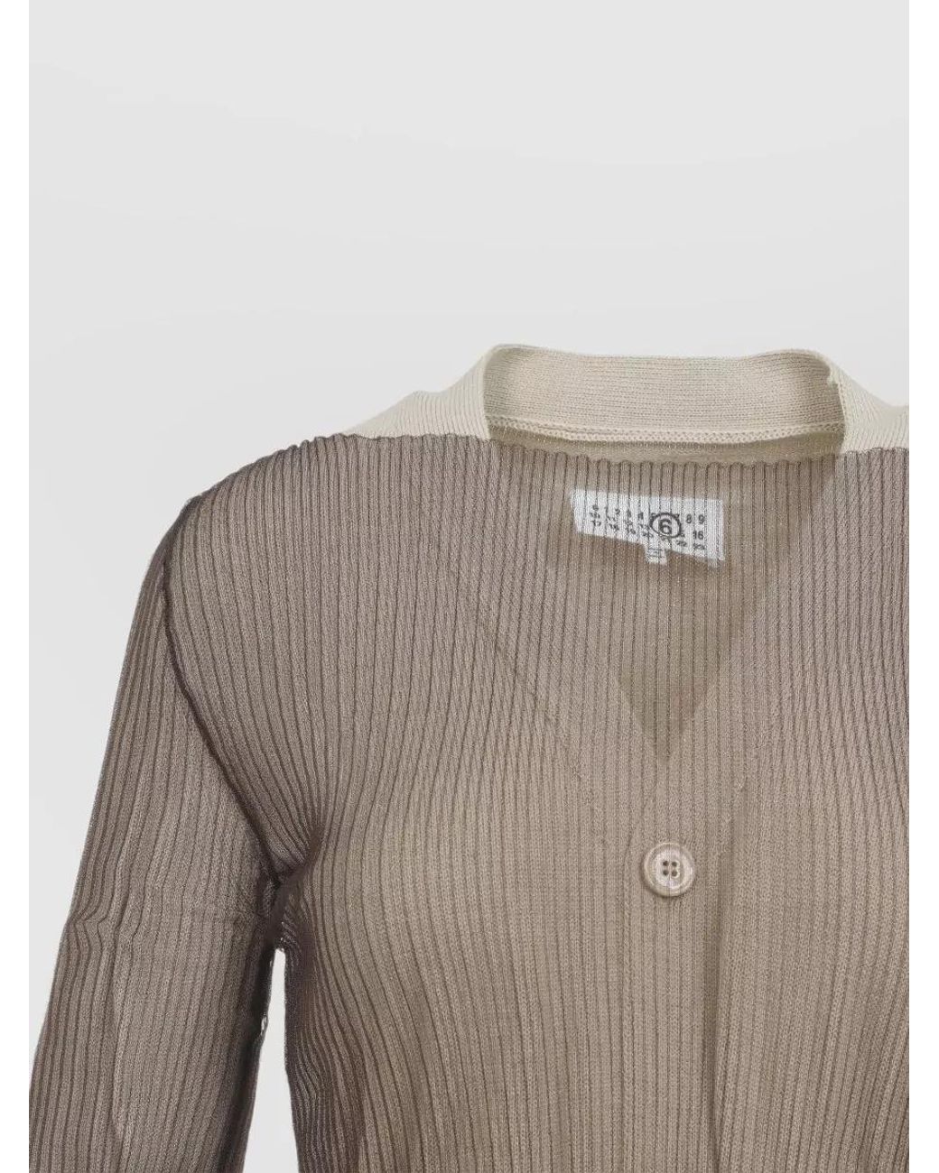 MM6 by Maison Margiela Gray Ribbed Asymmetric Midi Knitted Dress