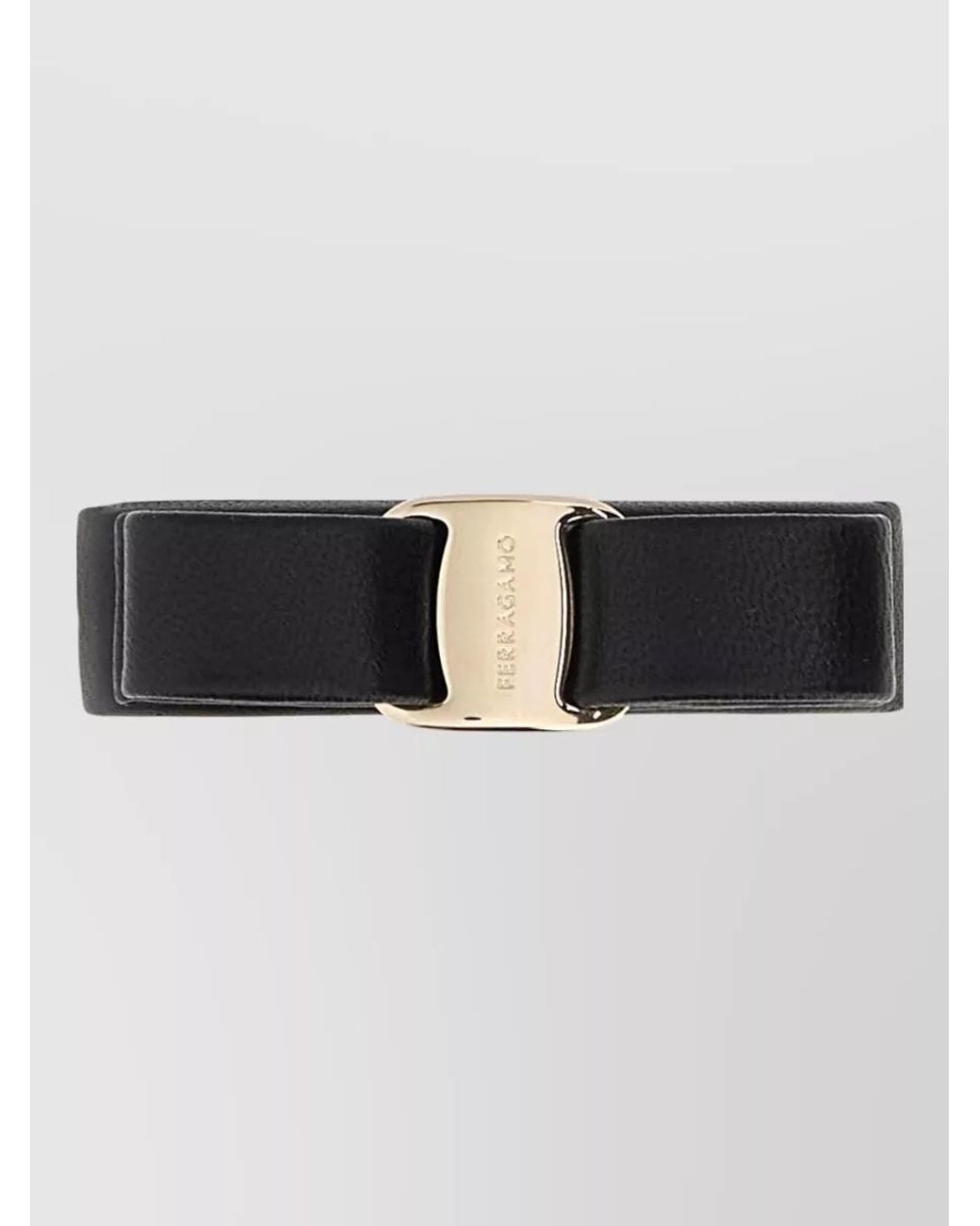 Ferragamo Black Leather Hair Clip