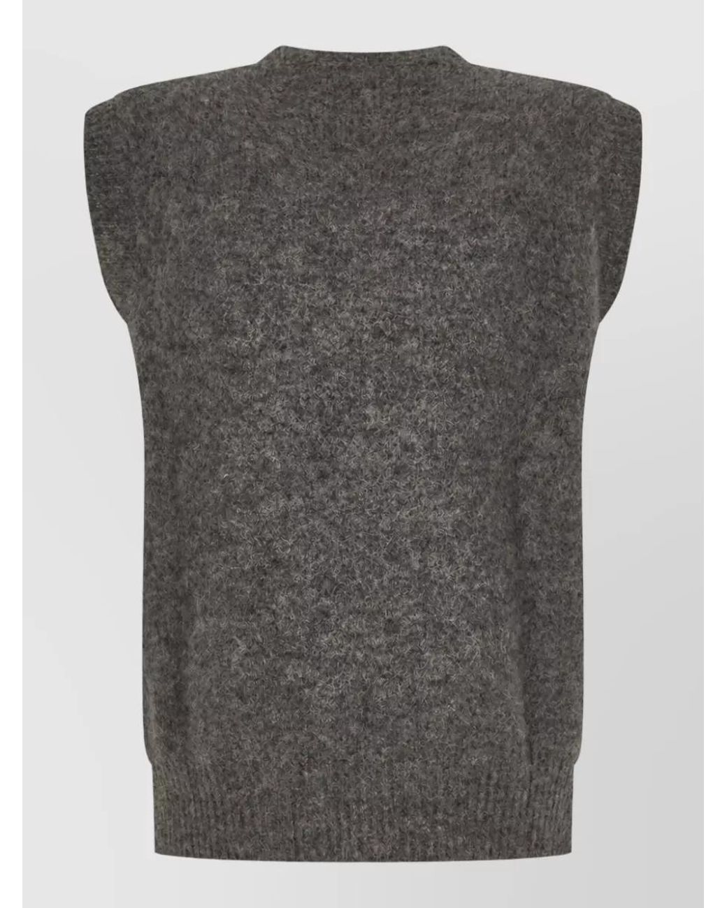 AMI Gray Wool-Blend V-Neck Sleeveless Jumper for men