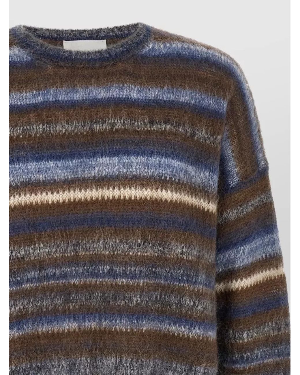 Isabel Marant Gray Wool Striped Oversized Crew Neck Sweater for men