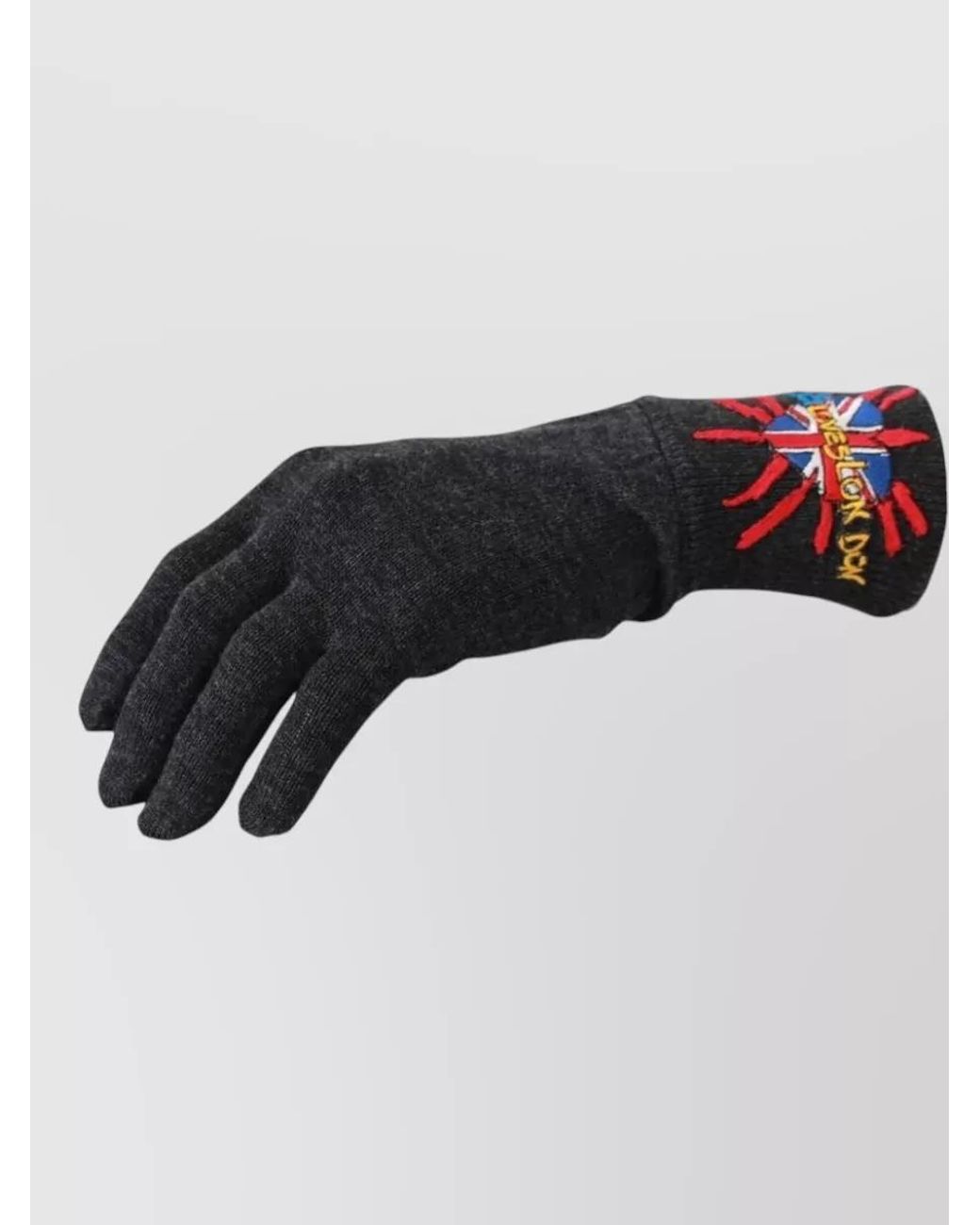 Dolce & Gabbana Black Embroidered Wool Gloves for men