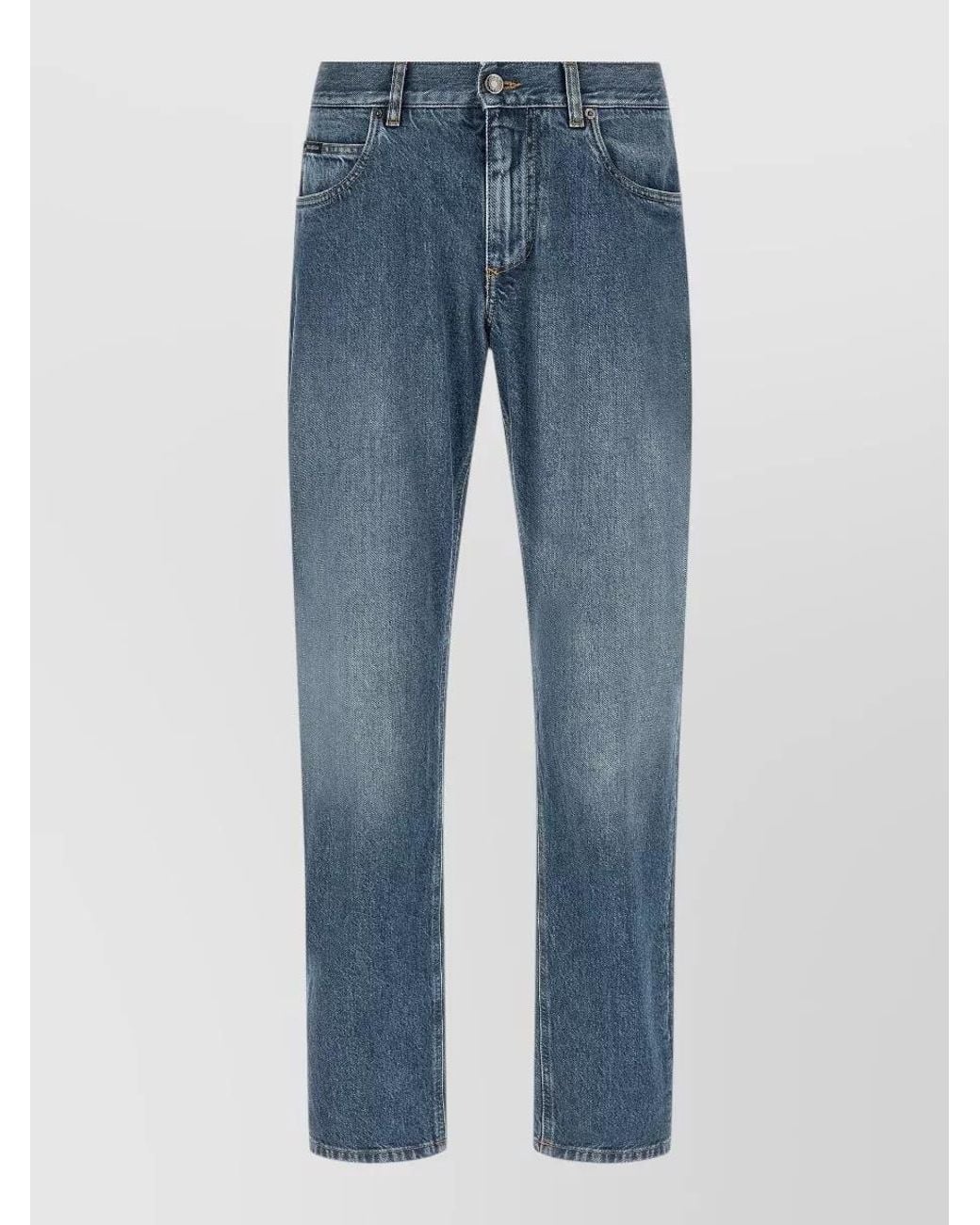 Dolce & Gabbana Blue Cotton Straight-Leg Regular-Fit Jeans for men
