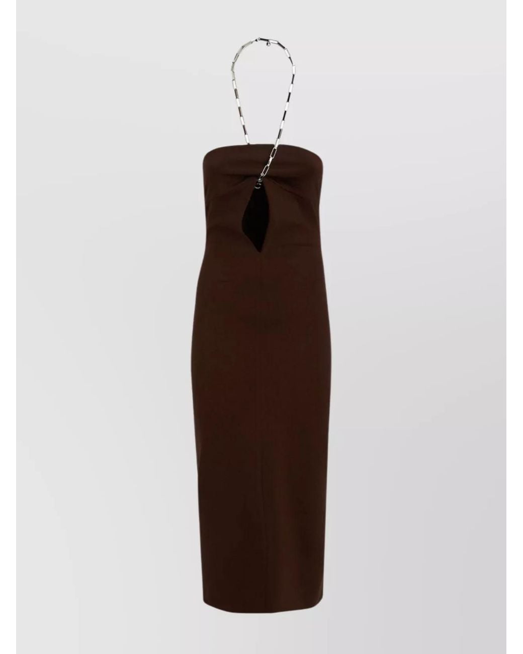 The Attico Brown Chain-Detail Midi Dress