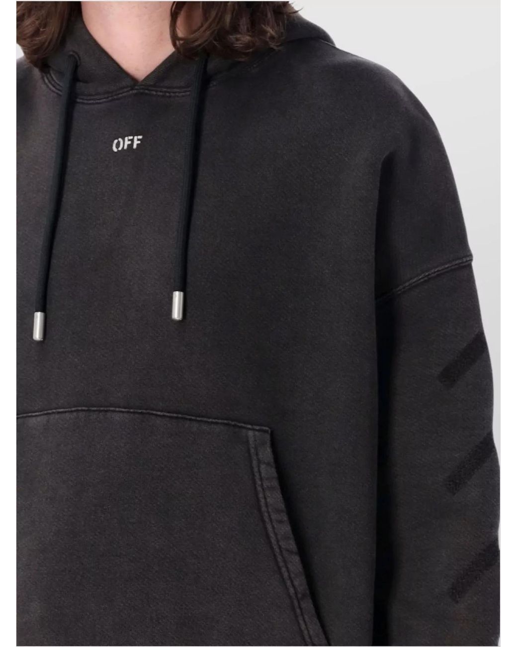 Off-White c/o Virgil Abloh Gray Cotton Oversized Logo-Print Hoodie for men