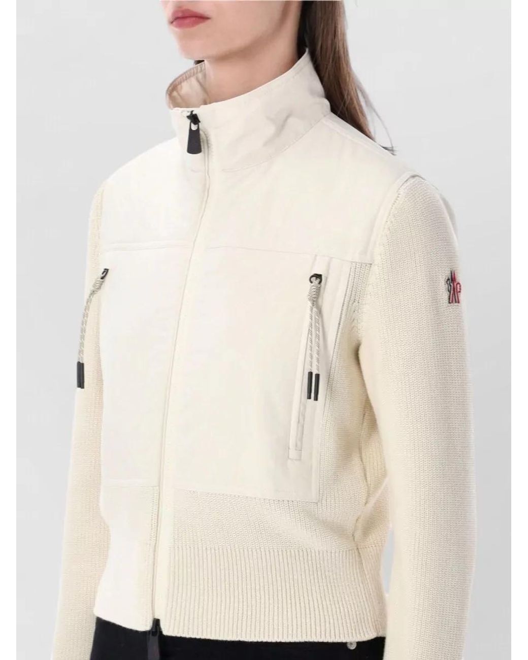 Moncler White Quilted Zip-Up Cardigan