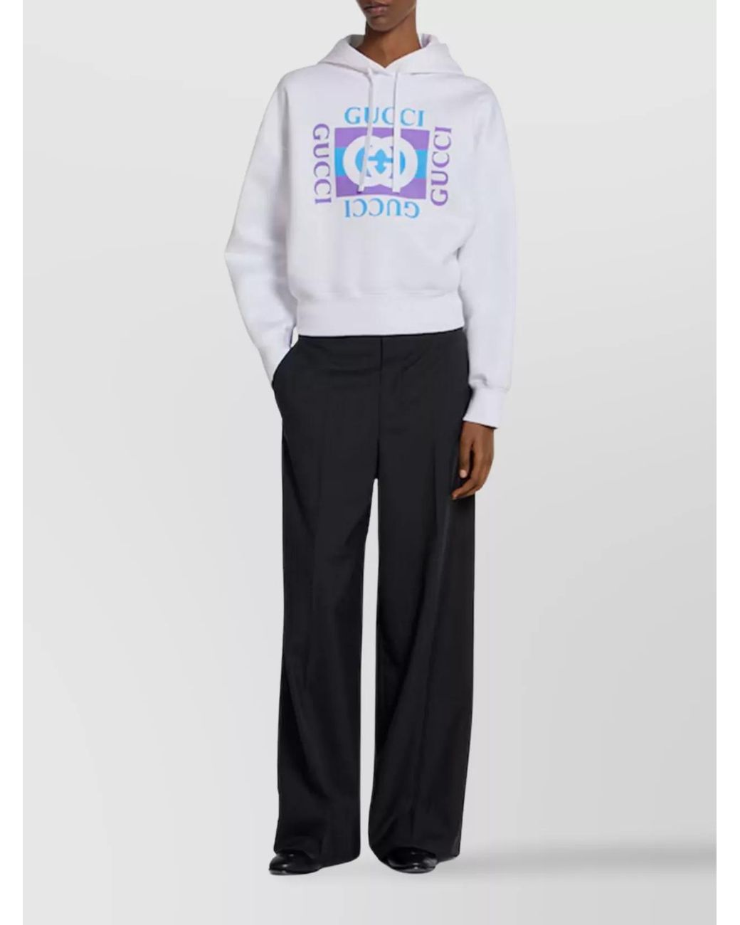 Gucci Blue Cotton Logo-Print Hooded Sweatshirt
