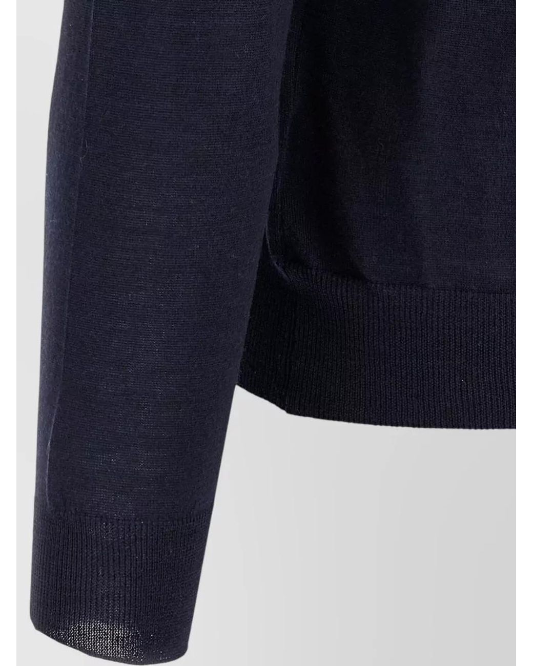 Barba Napoli Blue Wool Silk V-Neck Long-Sleeve Jumper for men