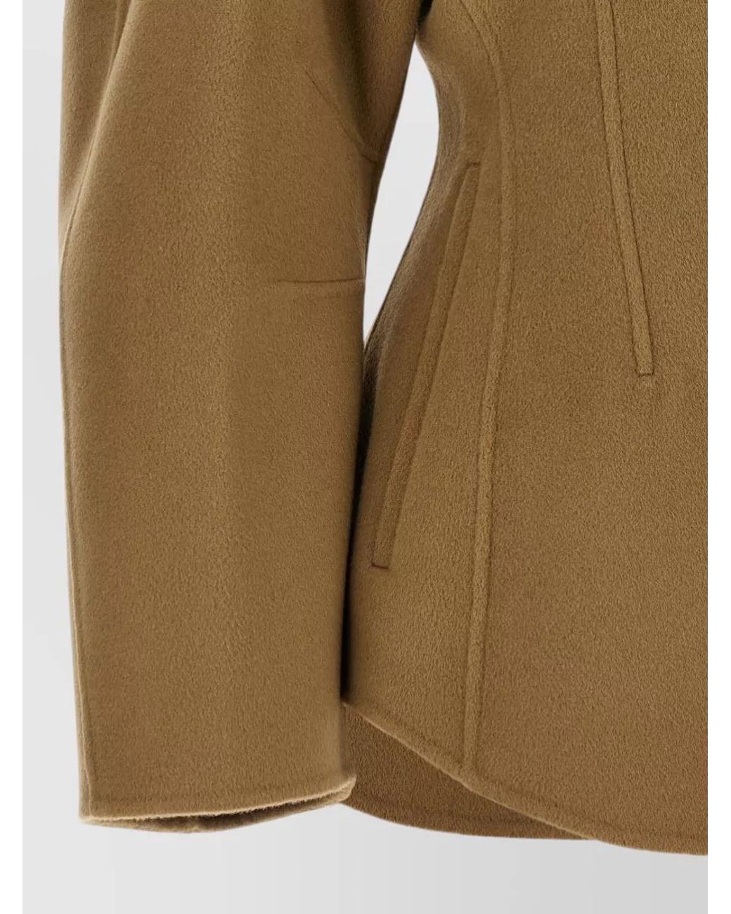 Rohe Green Wool Cashmere Sculptural Oversized-Sleeve Fitted Jacket