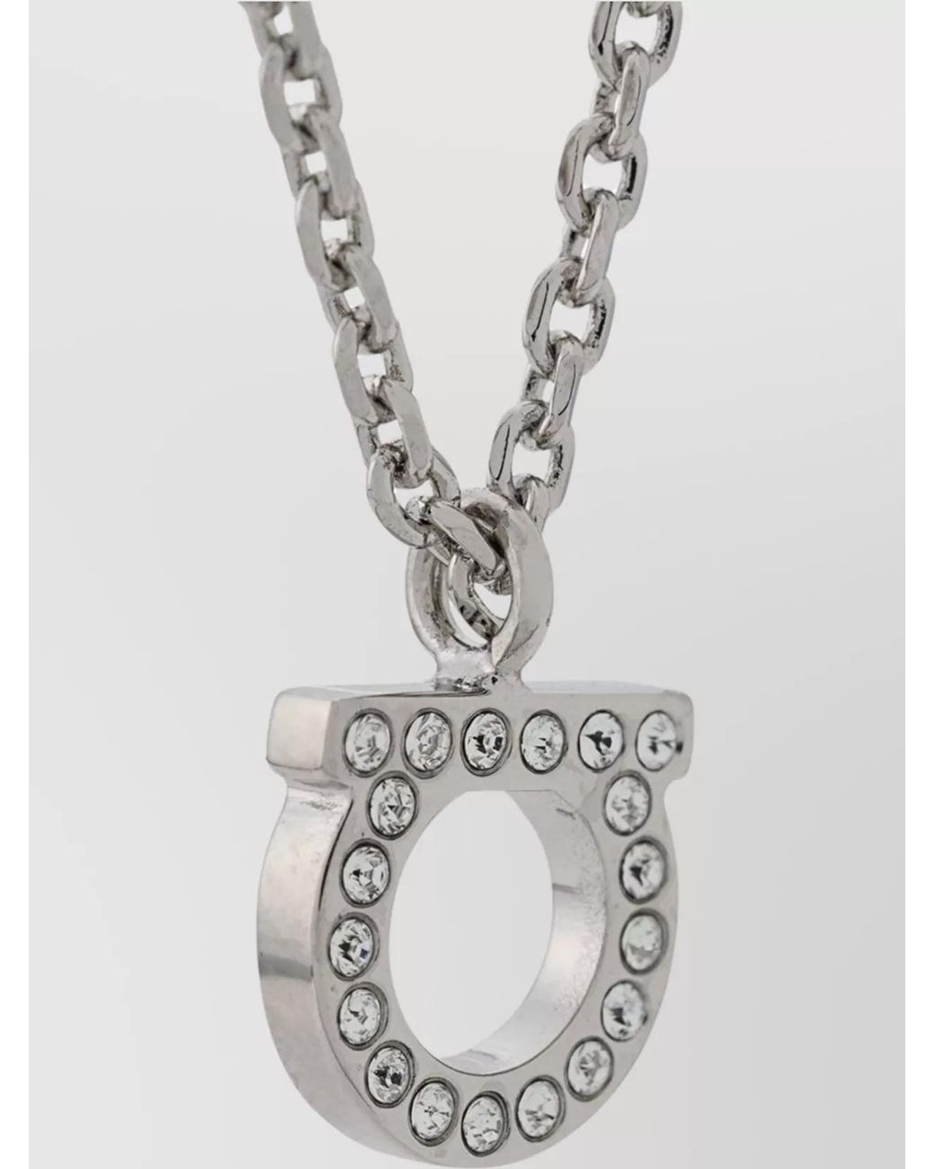 Ferragamo White Crystal Pendant Necklace