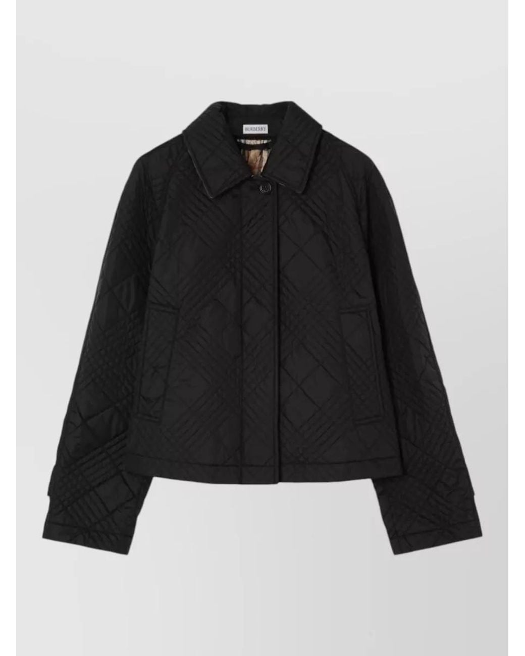 Burberry Black Nylon Cropped Quilted Single-Breasted Jacket
