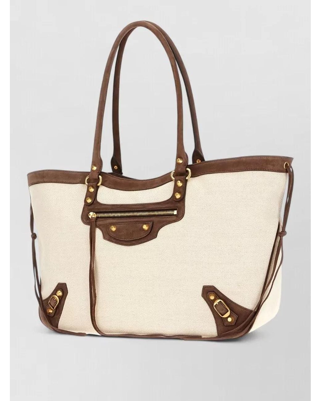 Balenciaga Natural Le City Medium Linen Suede Tote Bag