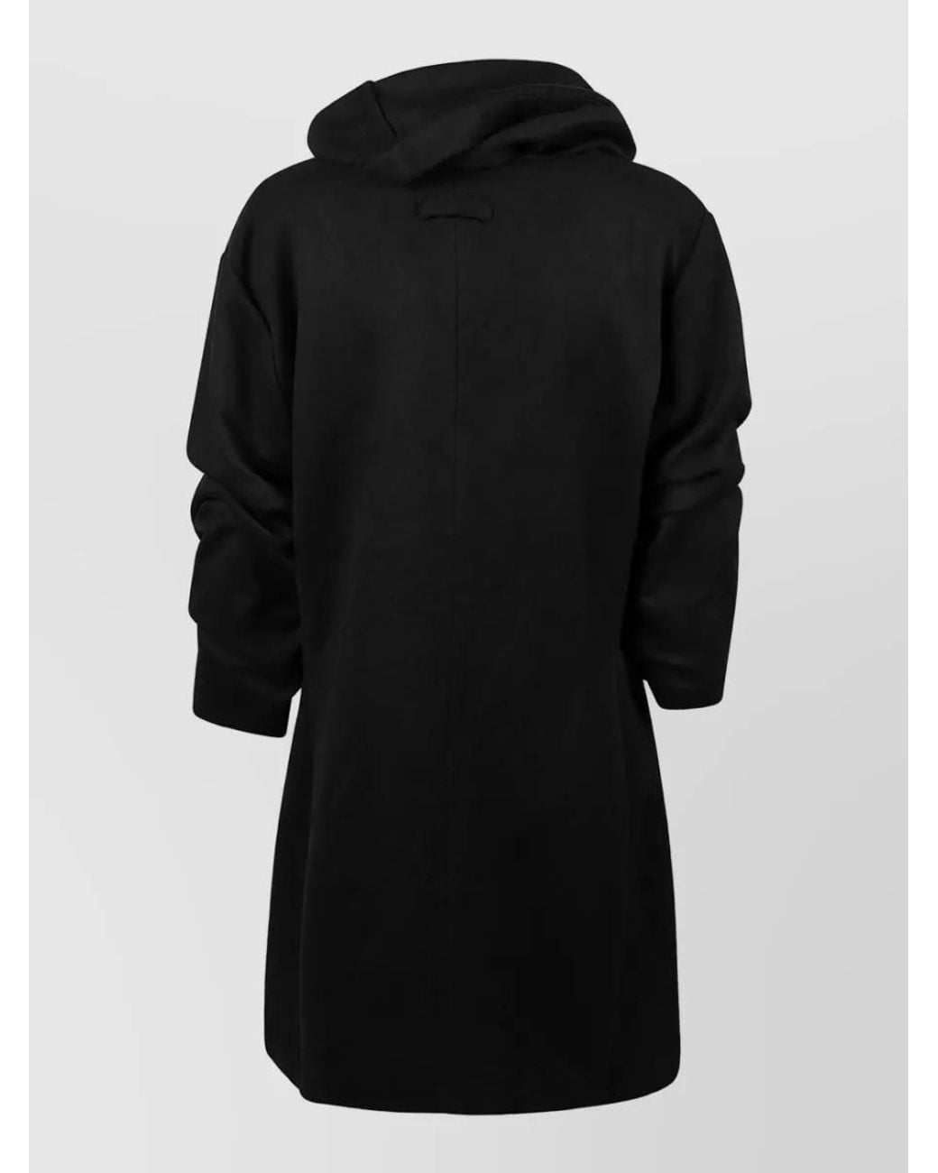 7 For All Mankind Black Wool Ruched High Neck Dress
