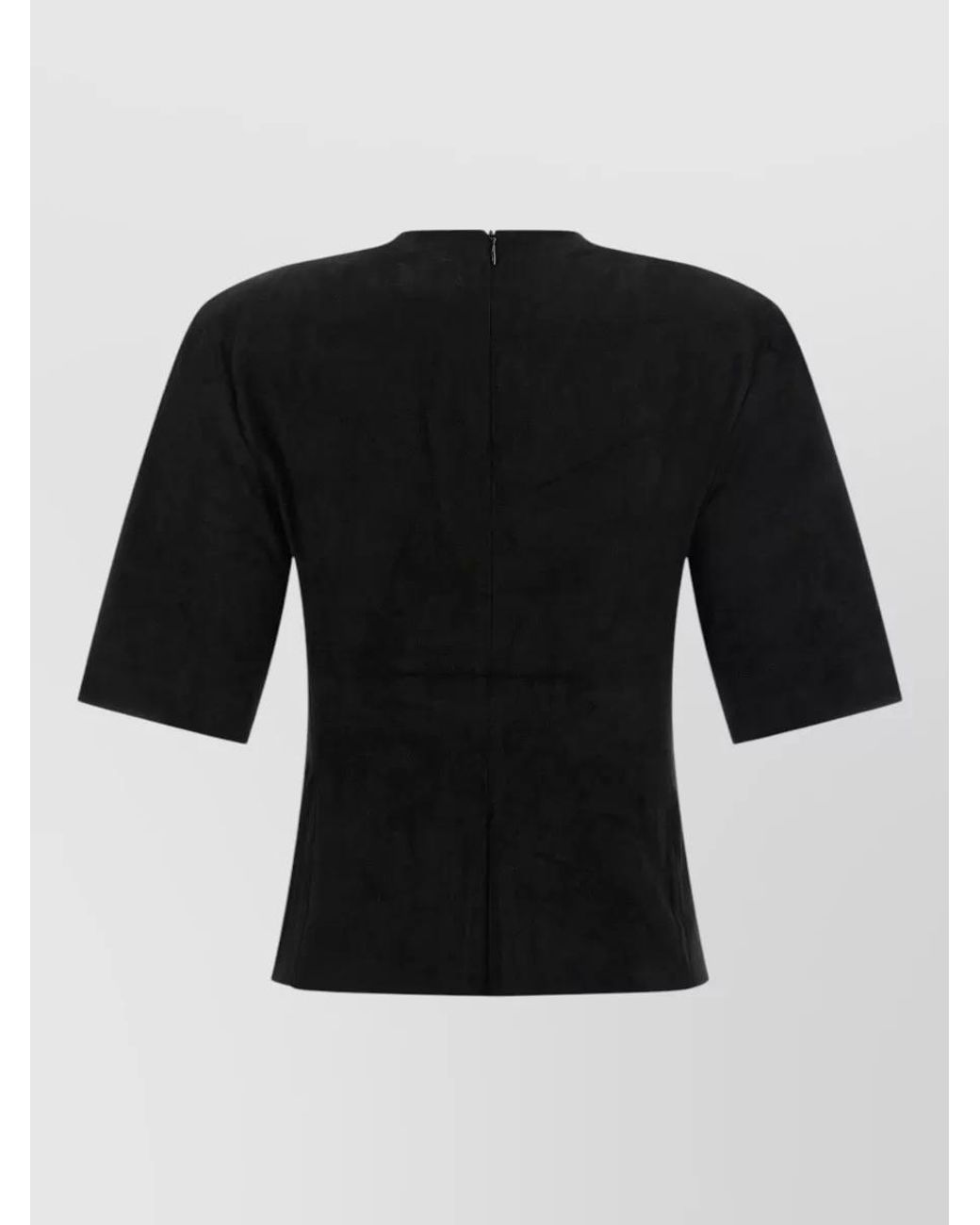 Stouls Black Leather Suede Short-Sleeve T-Shirt