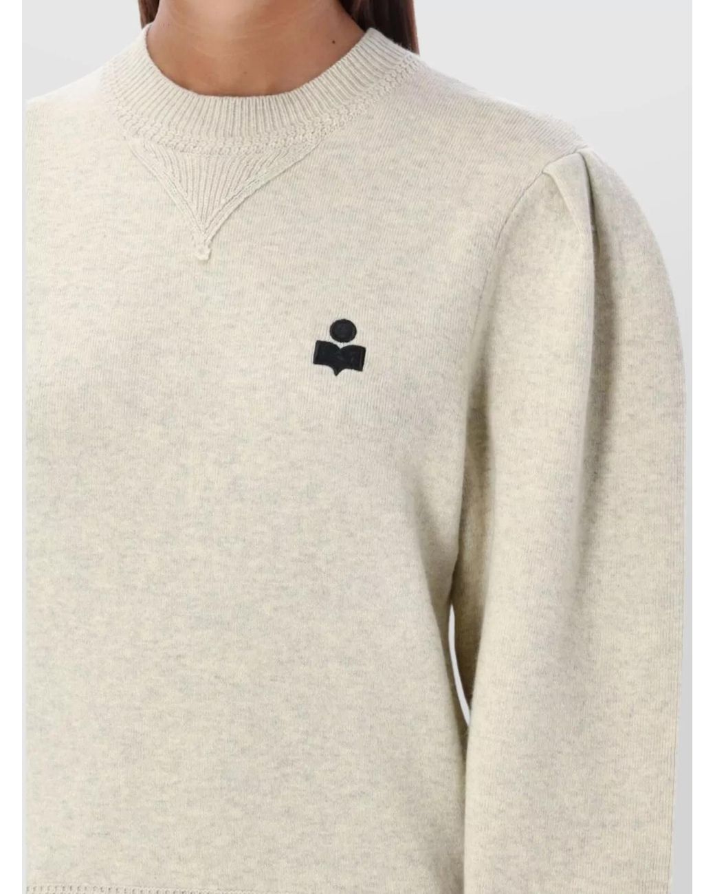 Isabel Marant Natural Ribbed Logo-Embroidered Sweater