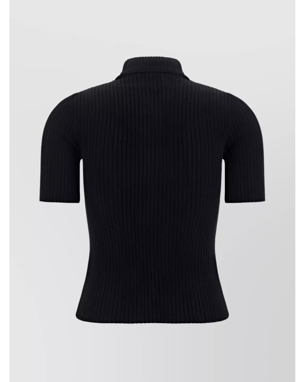 Courreges Black Ribbed Slim-Fit High-Neck Short-Sleeve Knitted Top