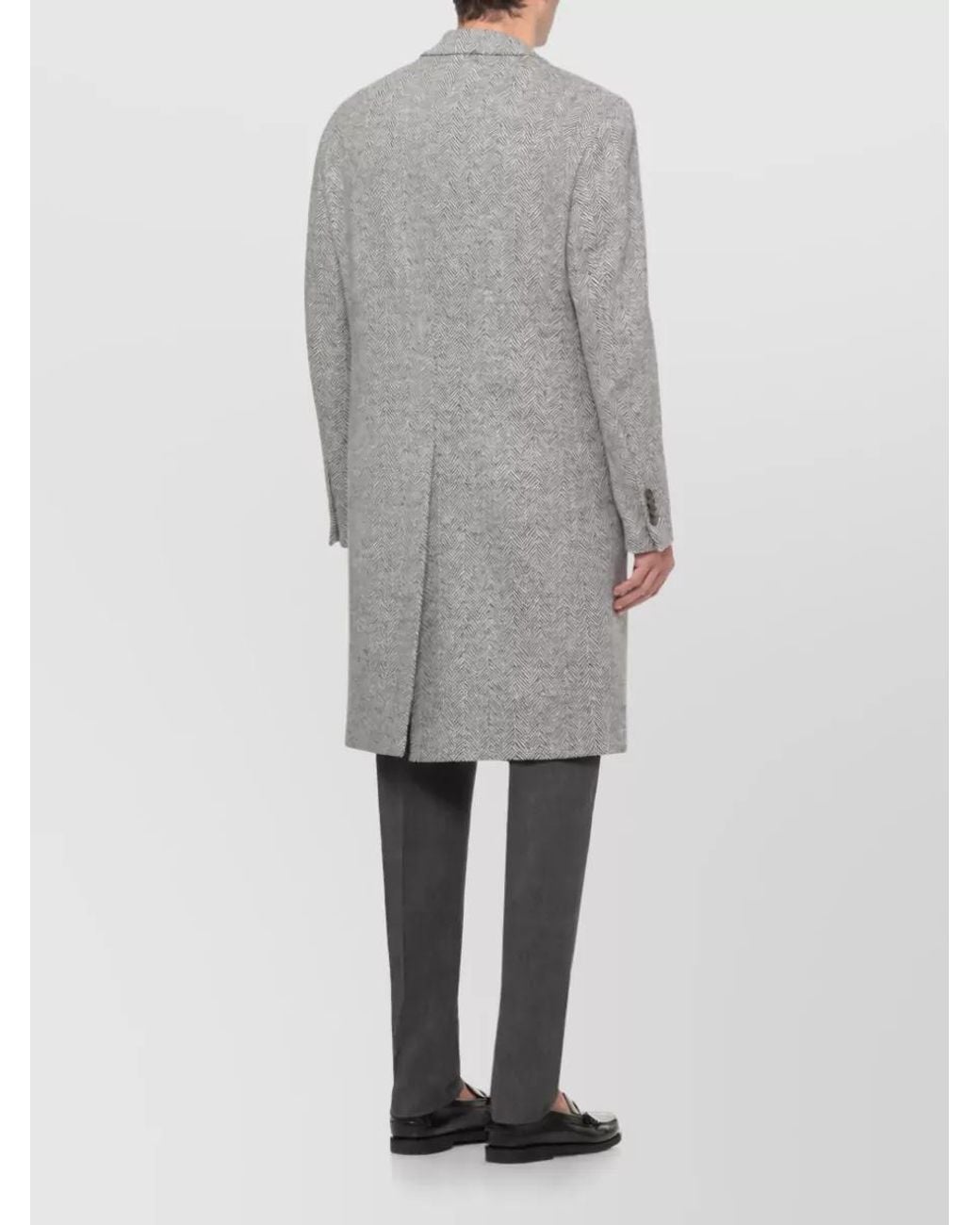 Lardini Gray Herringbone Wool Coat for men