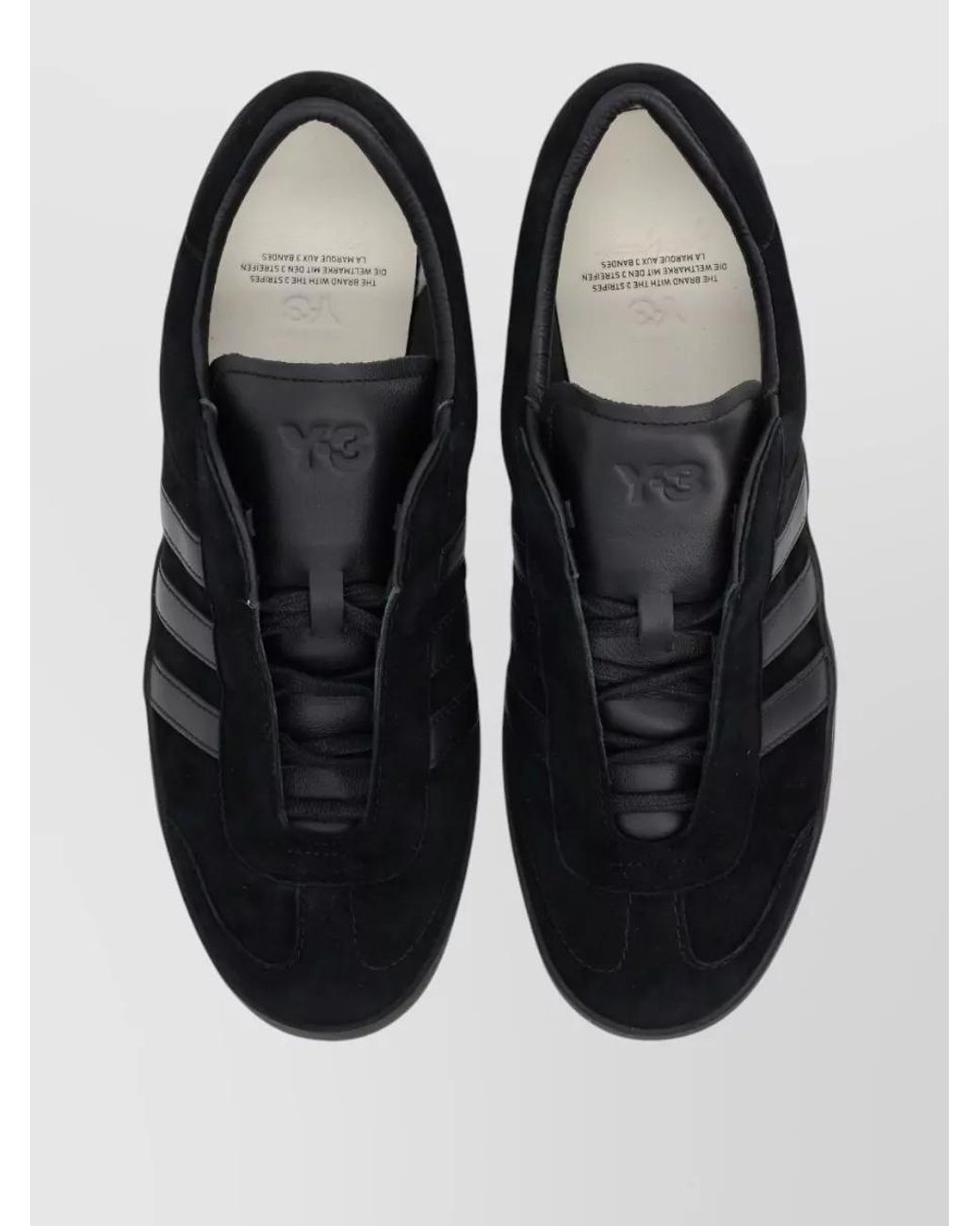 Y-3 Black Leather Lace-Up Sneakers
