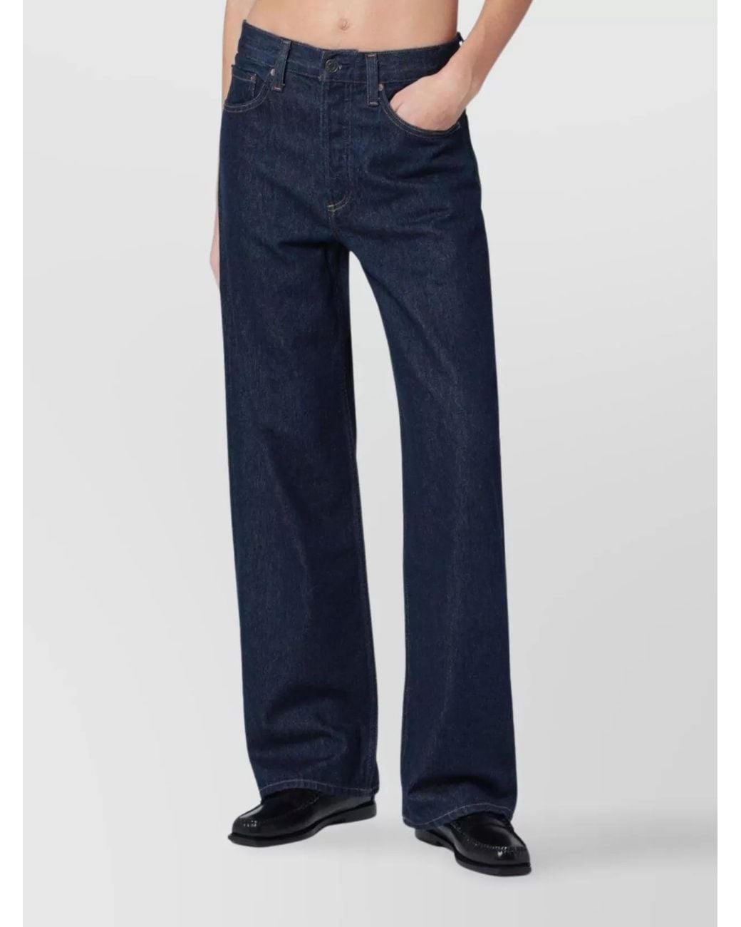 Agolde Blue Cotton High-Rise Wide-Leg Jeans