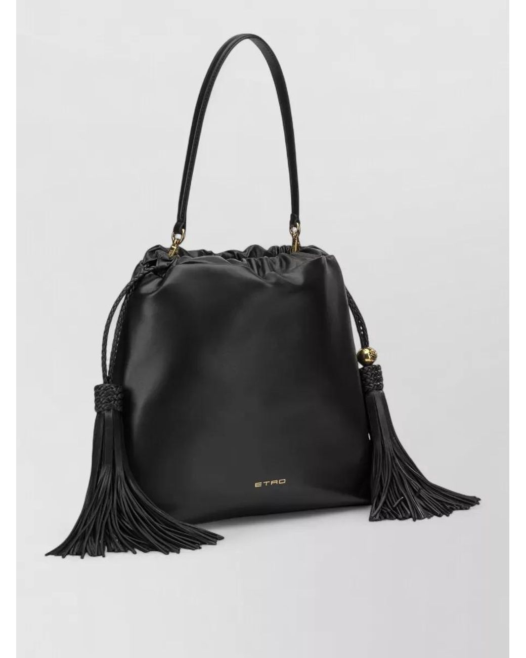 Etro Black Medium Leather Bucket Bag