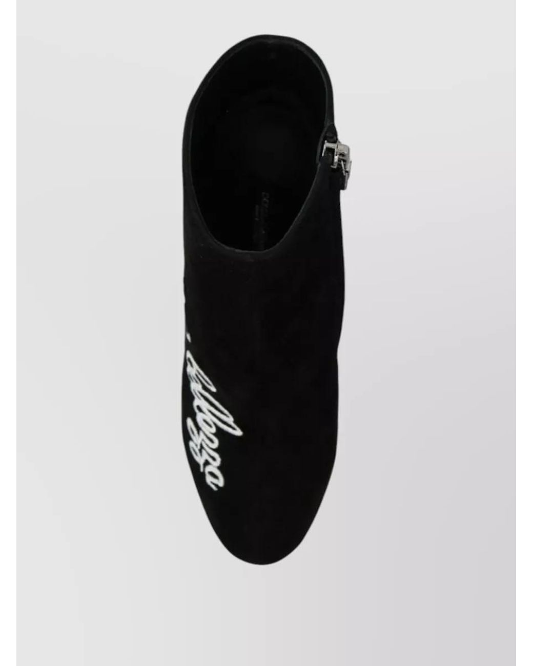 Dolce & Gabbana Black Embroidered Suede Ankle Boots