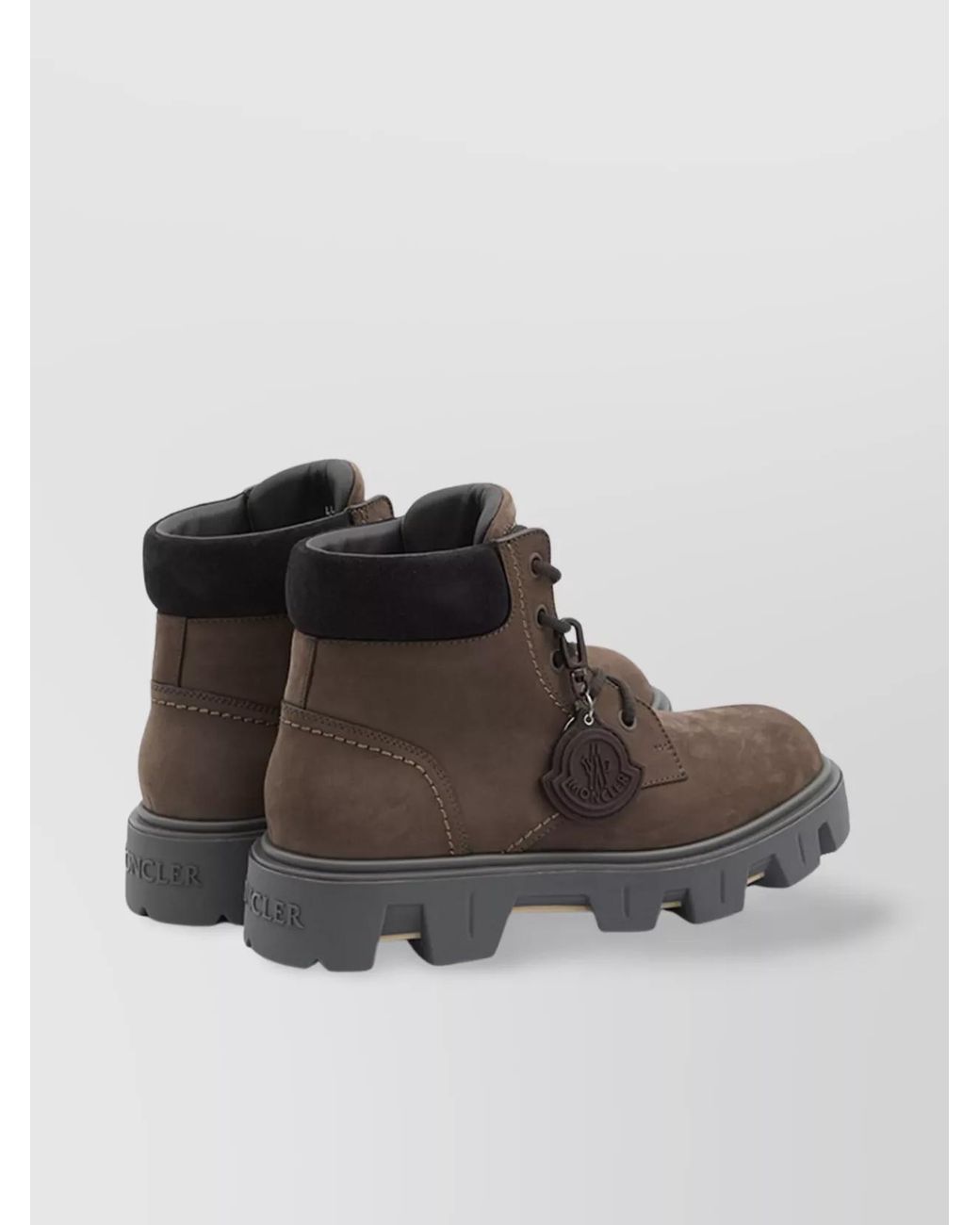 Moncler Brown Leather Lace-Up Ankle Boots for men