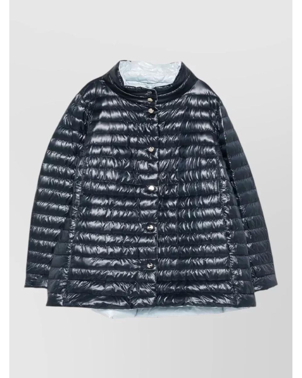 Herno Blue Down Single-Breasted Coat