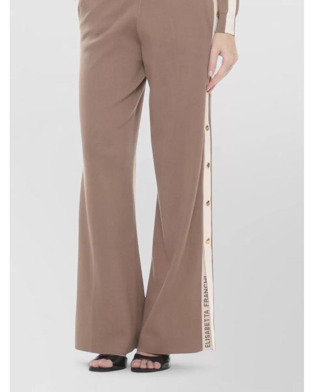 Elisabetta Franchi Natural Wide-Leg Trousers