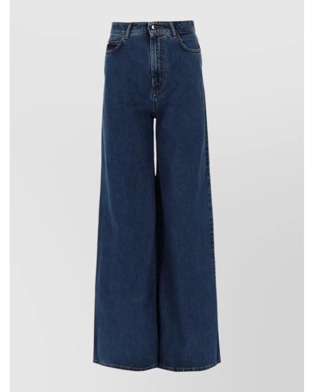 Max Mara Blue Cotton Wide-Leg Jeans