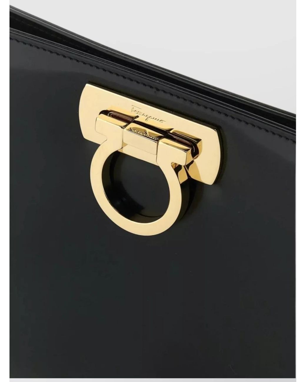 Ferragamo Black Gancini Leather Clutch Bag