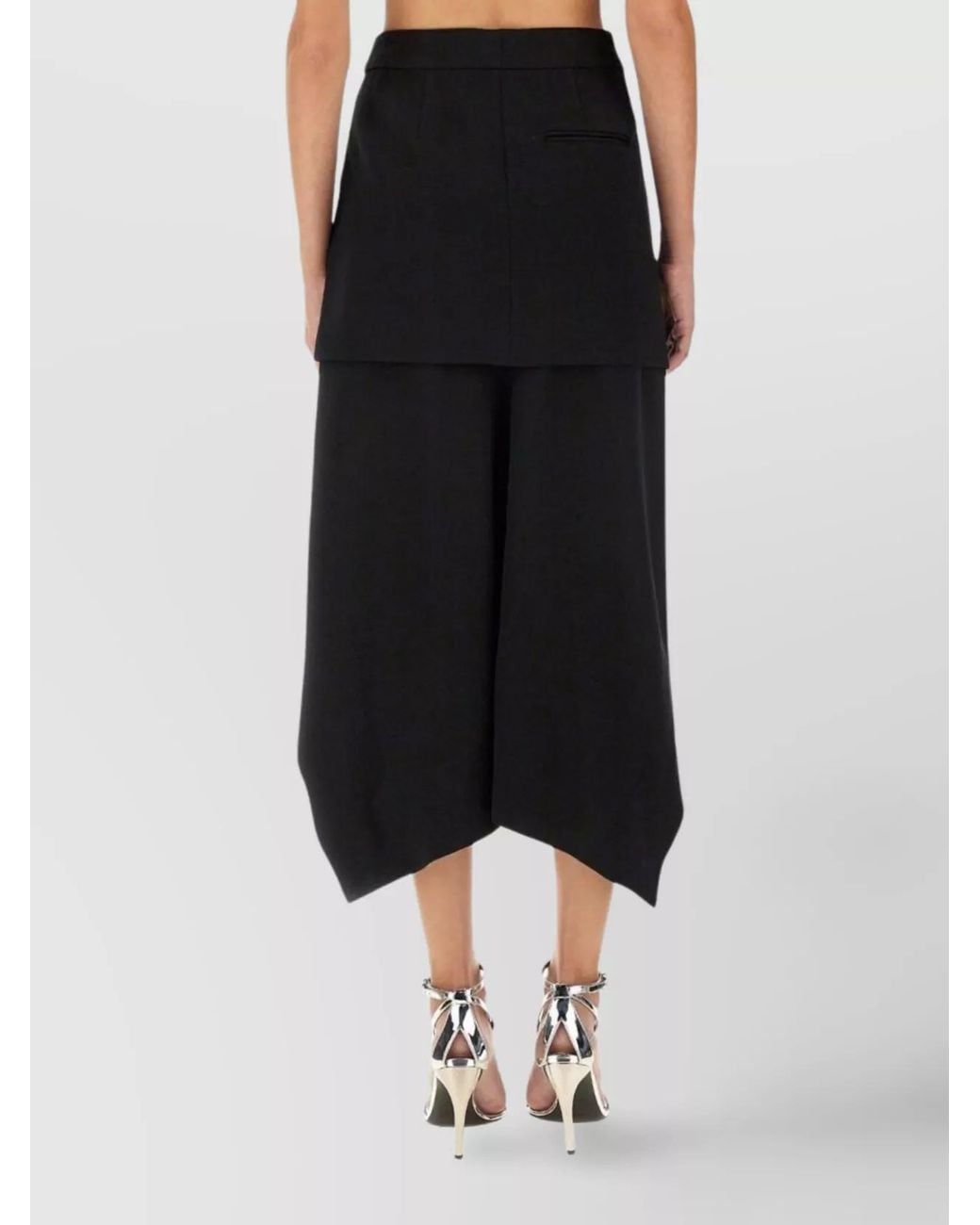 McQueen Black Wool Asymmetric Skirt