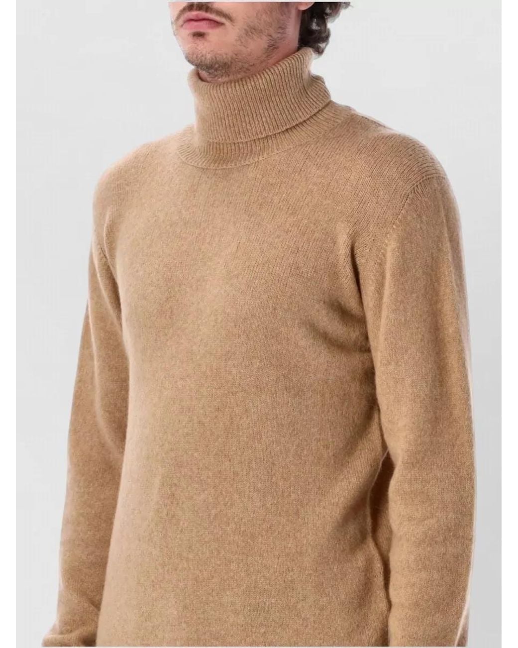 Roberto Collina Blue Wool Camel High Neck Jumper for men